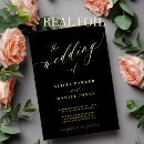 Recherche de noir et or mariage invitations Feuille d'or