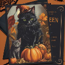 Recherche de chat noir vintage halloween invitations Pour tous