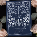 Recherche de bleu royal et argent invitations Élégant