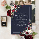Recherche de bordeaux et bleu marine mariage invitations Floral