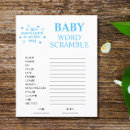 Recherche de baby shower word scramble Bleu