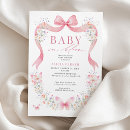 Recherche de rose de baby shower fille invitations Aquarelle