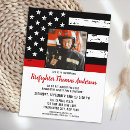 Recherche de retraite pompier cartes invitations Ligne rouge mince
