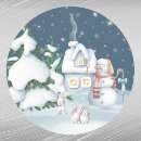 Recherche de lapin de neige autocollants Aquarelle