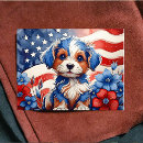 Recherche de chiot de vacances cartes postales Drapeau américain