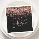 Recherche de rose et noir serviettes Monogramme