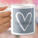 Recherche de bleue et blanche tasses Monogramme