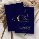 Recherche de croissant de lune invitations Bleu nuit et or