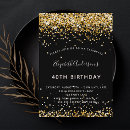 Recherche de glamour anniversaire invitations Noir