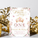 Recherche de princesse 1ans anniversaire invitations Rose et or