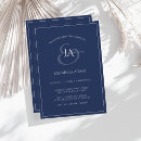Recherche de bleu marine foncé invitations Monogramme