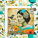 Recherche de oiseau de dame vœux cartes Vintage