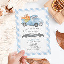 Recherche de camion bleu baby shower invitations Rustique