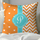 Recherche de turquoise et orange coussins Moderne