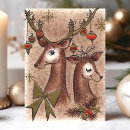 Recherche de vintage deer christmas vœux cartes Fête