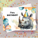 Recherche de rhinocéros anniversaire cartes Parti