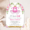 Recherche de princess carriage baby shower invitations Rose et or