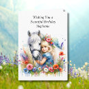 Recherche de chevaux blancs vœux cartes Jeune fille