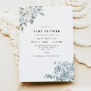 Recherche de blue floral baby shower invitations Bleu et blanc