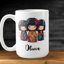 Recherche de poupée de kokeshi tasses Japonais