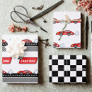 Recherche de damier noir et blanc papier cadeau Voiture de course