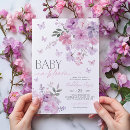 Recherche de purple floral baby shower invitations Bébé en fleurs