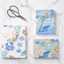 Recherche de coquillages papier cadeau Baby shower