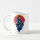 Recherche de dessin de loup tasses Pleine lune