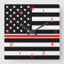 Recherche de pompiers horloges Ligne rouge mince