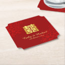 Recherche de double bonheur dessous de verres Rouge et or