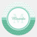 Recherche de pois vert et blanc autocollants Monogramme