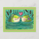 Recherche de amour grenouille cartes postales Vert