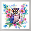 Recherche de hibou coloré posters Amant de hibou