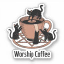 Recherche de chat blanc noir autocollants Café