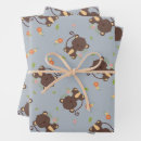 Recherche de singes mignons papier cadeau Bleu