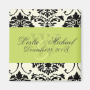 Recherche de monogramme vert de damassé invitations Blanc