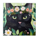 Recherche de le chat noir carreaux Fleurs