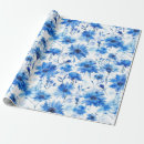 Recherche de fleurs bleu papier cadeau Blanc