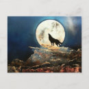 Recherche de peinture de loup cartes postales Lune
