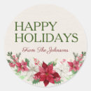 Recherche de poinsettia rouge autocollants Aquarelle florale