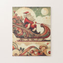 Recherche de père noël vintage puzzles Traîneau