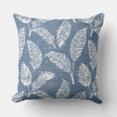 Recherche de palmiers tropicaux décoration coussins Bleu et blanc