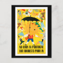 Recherche de parapluie coloré cartes postales Vintage
