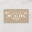 Recherche de papier journal cartes visite Reporter