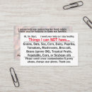 Recherche de allergique cartes visite Allergènes