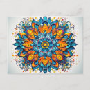 Recherche de mandala bleu cartes postales Abstrait