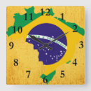 Recherche de drapeau du brésil horloges Mur