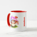 Recherche de champignons mignons tasses Aquarelle