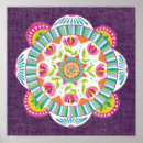 Recherche de mandala floral posters Turquoise