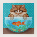 Recherche de poissons rouges puzzles Chats